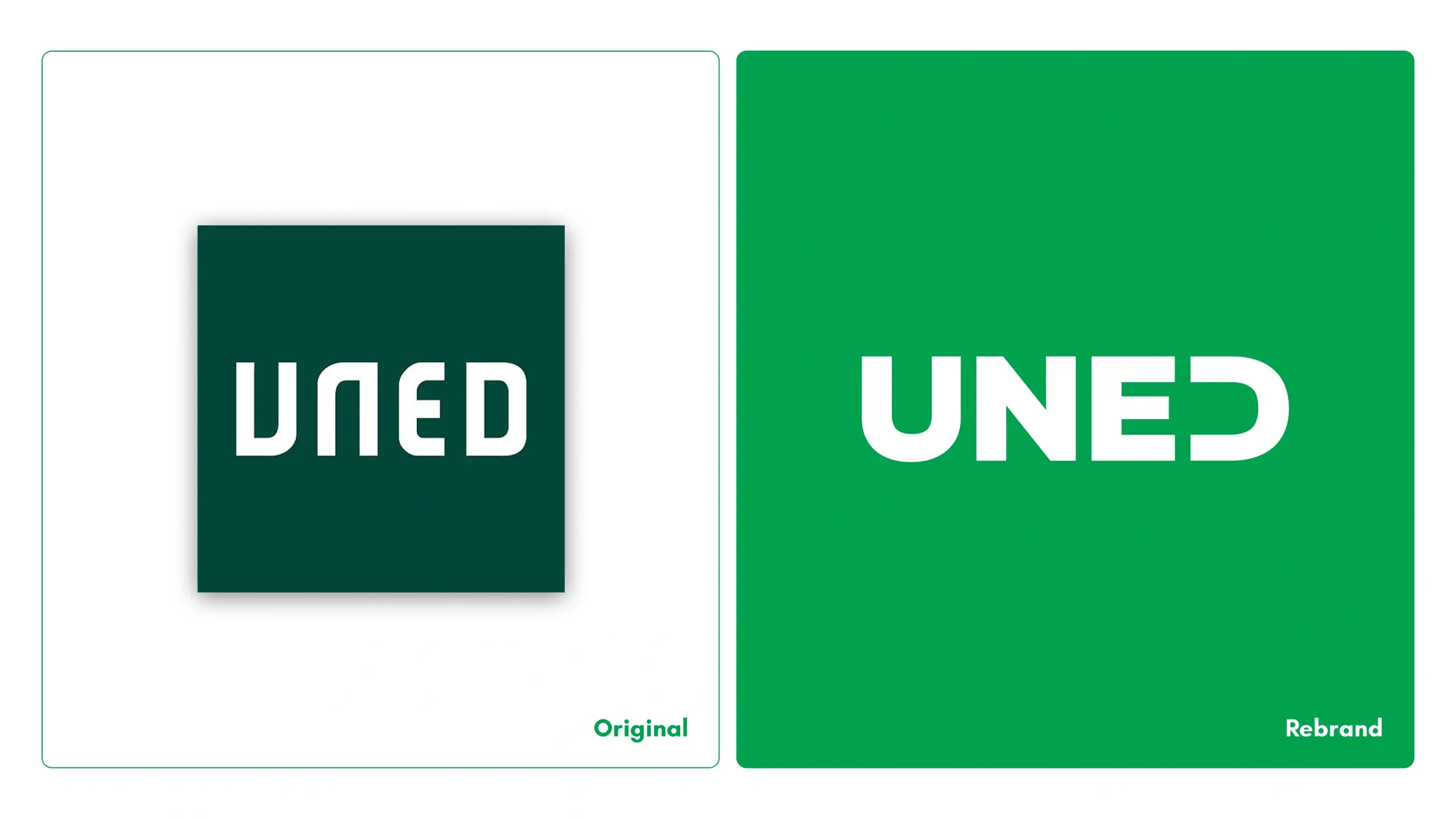 Comparación entre el logo original de la UNED y el rediseño